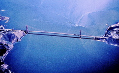 1997 klar Anflug auf SF, die Golden Gate Bridge